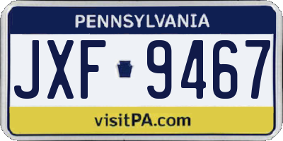 PA license plate JXF9467