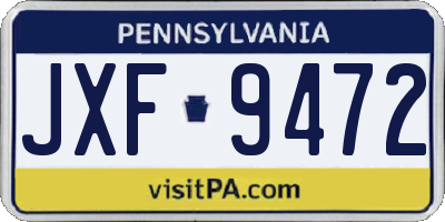 PA license plate JXF9472