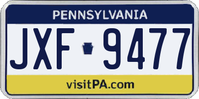 PA license plate JXF9477