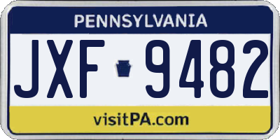 PA license plate JXF9482