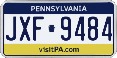 PA license plate JXF9484