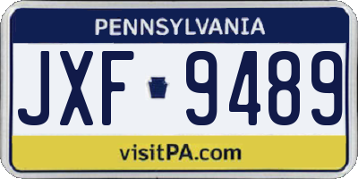 PA license plate JXF9489