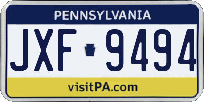 PA license plate JXF9494