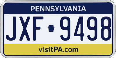 PA license plate JXF9498