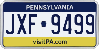 PA license plate JXF9499