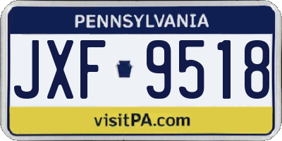 PA license plate JXF9518
