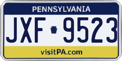 PA license plate JXF9523