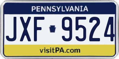 PA license plate JXF9524
