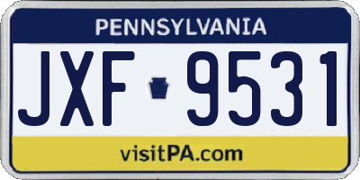 PA license plate JXF9531