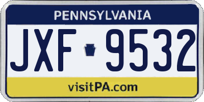 PA license plate JXF9532