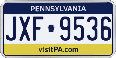 PA license plate JXF9536