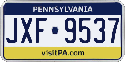 PA license plate JXF9537