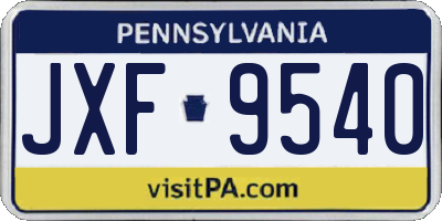 PA license plate JXF9540