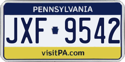 PA license plate JXF9542