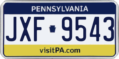 PA license plate JXF9543
