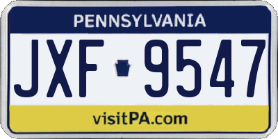 PA license plate JXF9547