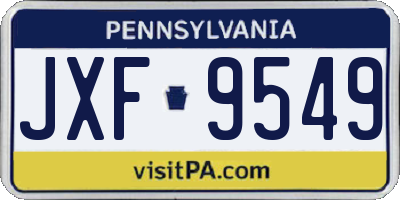 PA license plate JXF9549