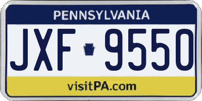 PA license plate JXF9550