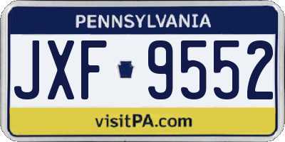 PA license plate JXF9552