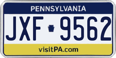 PA license plate JXF9562