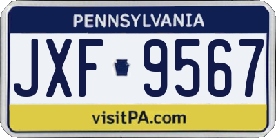 PA license plate JXF9567