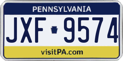 PA license plate JXF9574