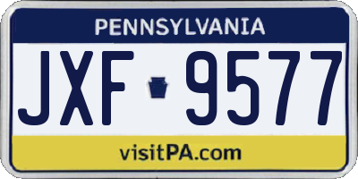 PA license plate JXF9577