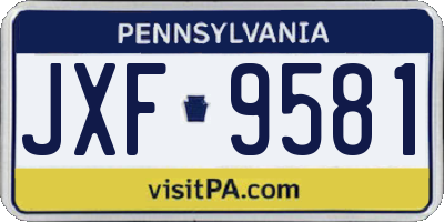 PA license plate JXF9581