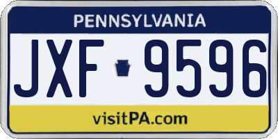 PA license plate JXF9596