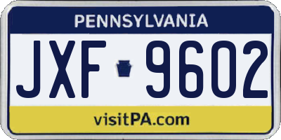 PA license plate JXF9602