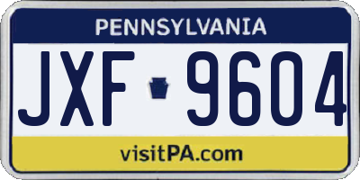 PA license plate JXF9604