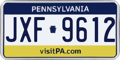 PA license plate JXF9612