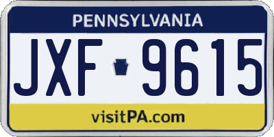 PA license plate JXF9615
