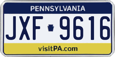PA license plate JXF9616