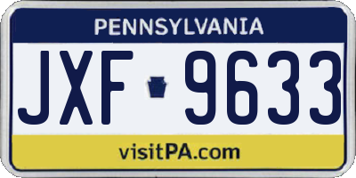 PA license plate JXF9633