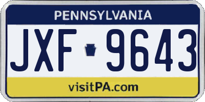 PA license plate JXF9643