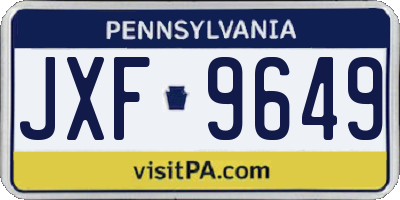 PA license plate JXF9649