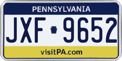 PA license plate JXF9652