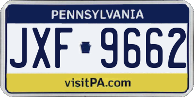 PA license plate JXF9662