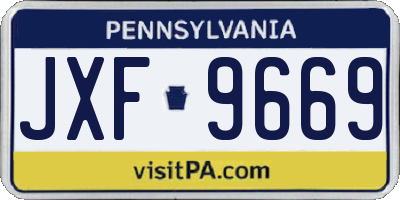 PA license plate JXF9669