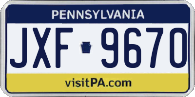 PA license plate JXF9670