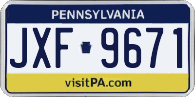 PA license plate JXF9671