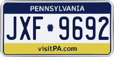 PA license plate JXF9692
