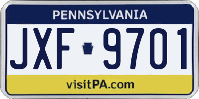 PA license plate JXF9701