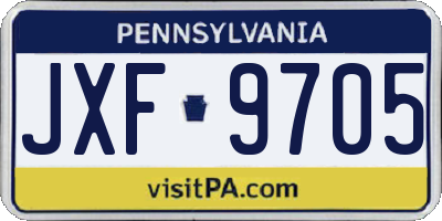PA license plate JXF9705