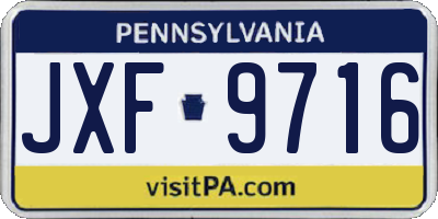 PA license plate JXF9716