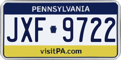 PA license plate JXF9722