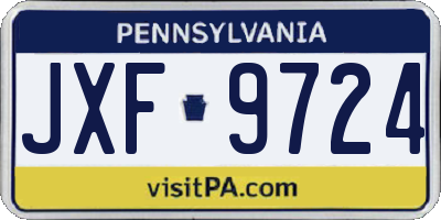 PA license plate JXF9724