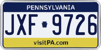 PA license plate JXF9726