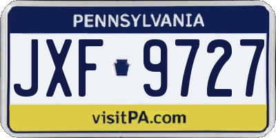 PA license plate JXF9727